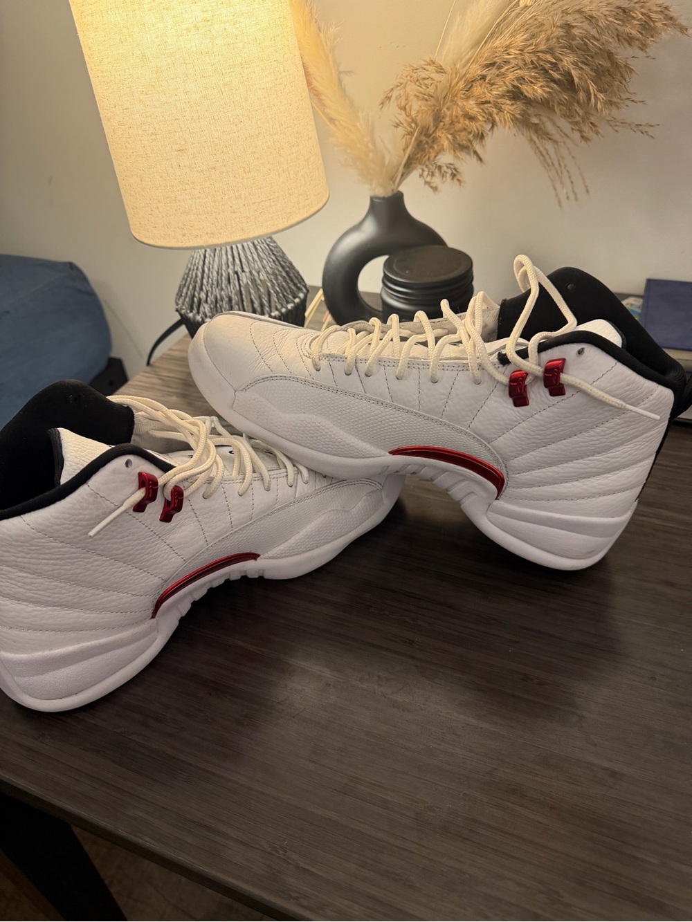 Jordan White and Red High-Top Sneakers